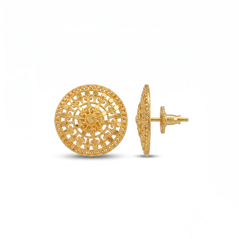 Intricate Filigree Design Gold Plated Stud Earrings - 5182