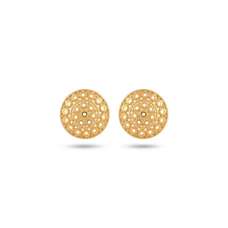 Intricate Filigree Design Gold Plated Stud Earrings - 5183
