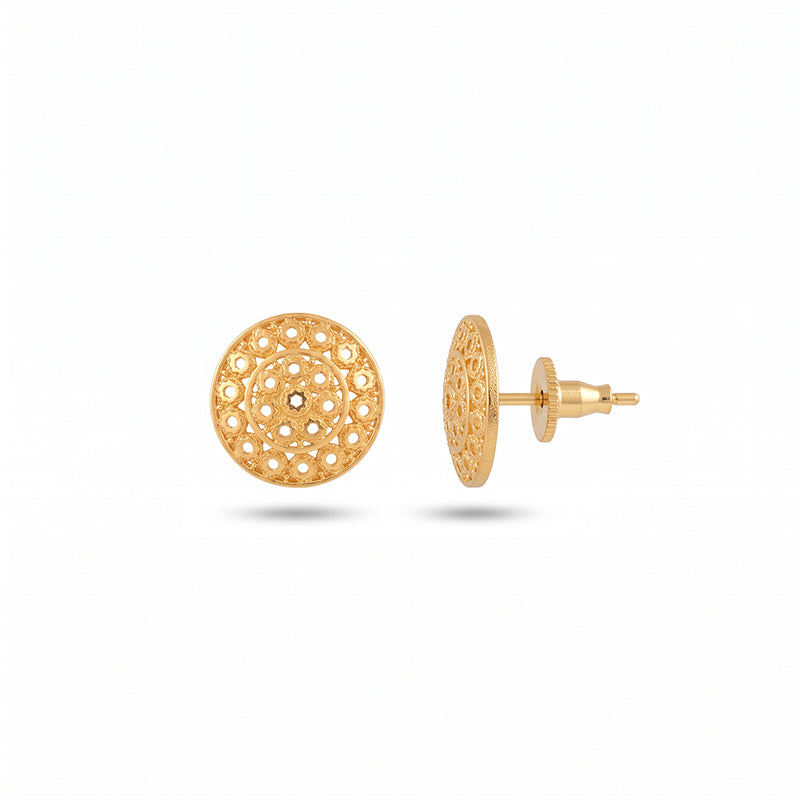 Intricate Filigree Design Gold Plated Stud Earrings - 5183