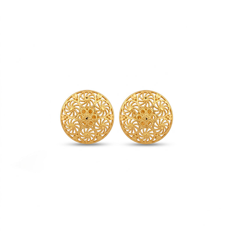 Intricate Filigree Design Gold Plated Stud Earrings - 5184