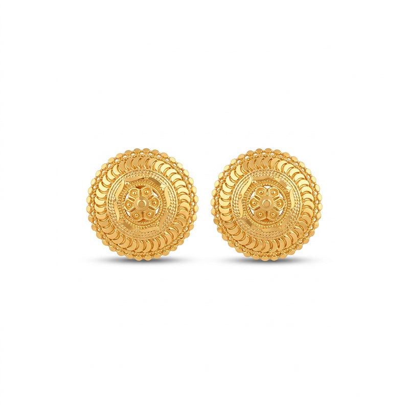 Intricate Filigree Design Gold Plated Stud Earrings - 5185