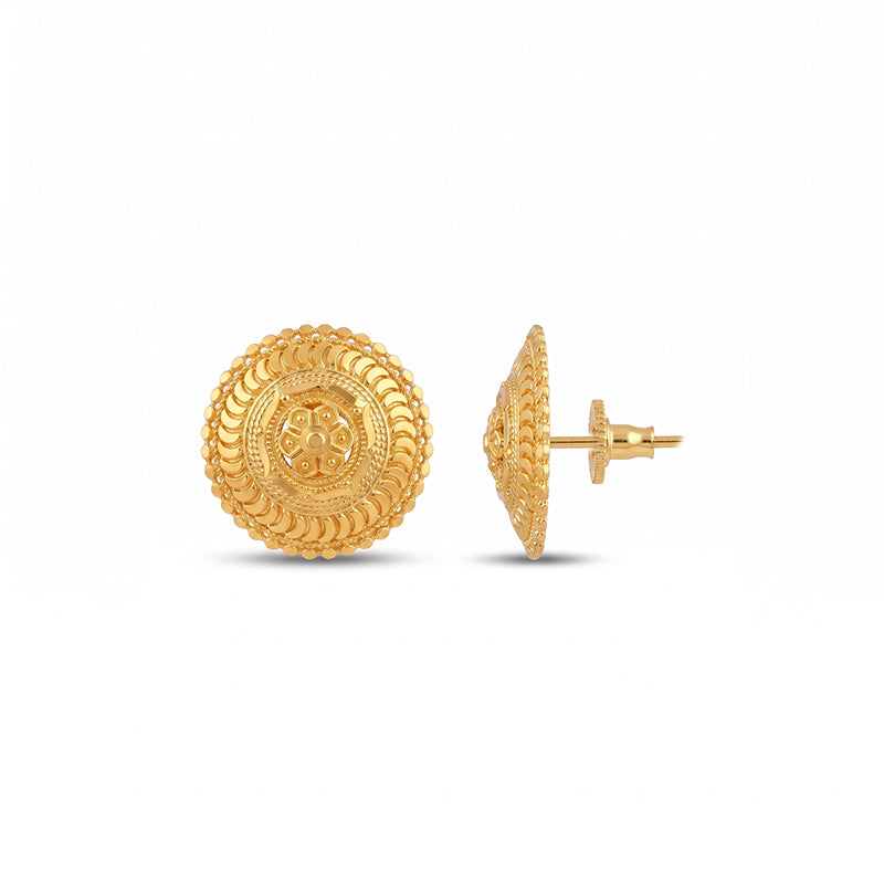 Intricate Filigree Design Gold Plated Stud Earrings - 5185