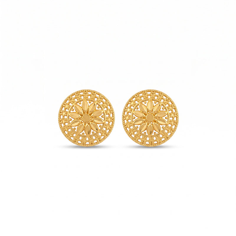 Intricate Filigree Design Gold Plated Stud Earrings - 5186