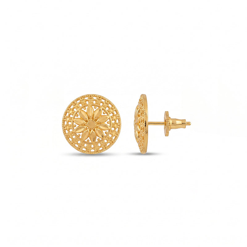 Intricate Filigree Design Gold Plated Stud Earrings - 5186