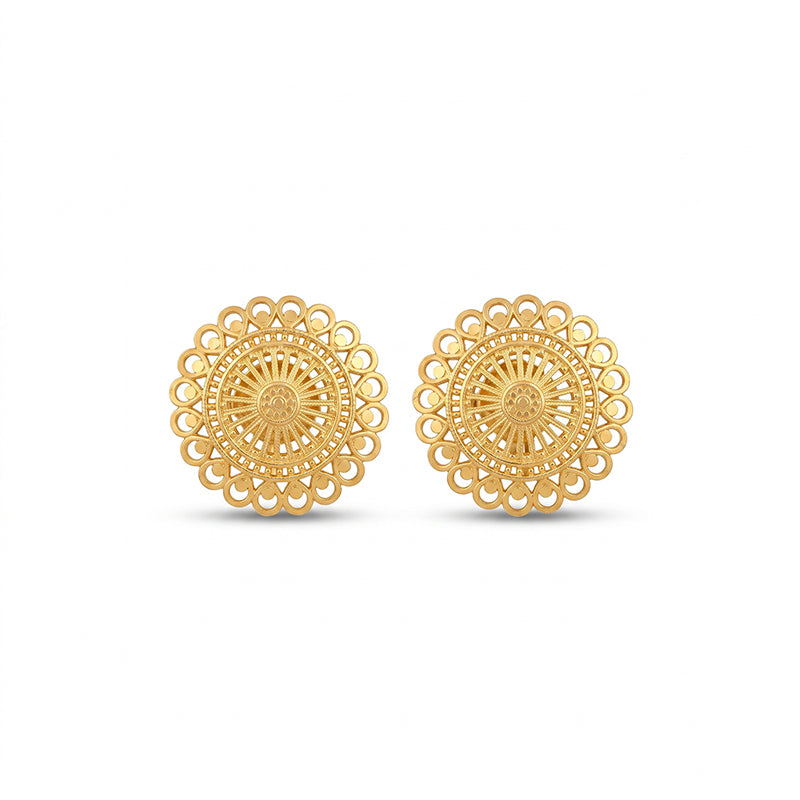 Intricate Filigree Design Gold Plated Stud Earrings - 5187
