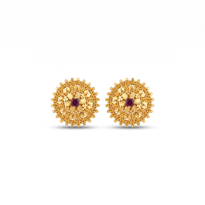 Intricate Filigree Design Gold Plated Stud Earrings - 5191