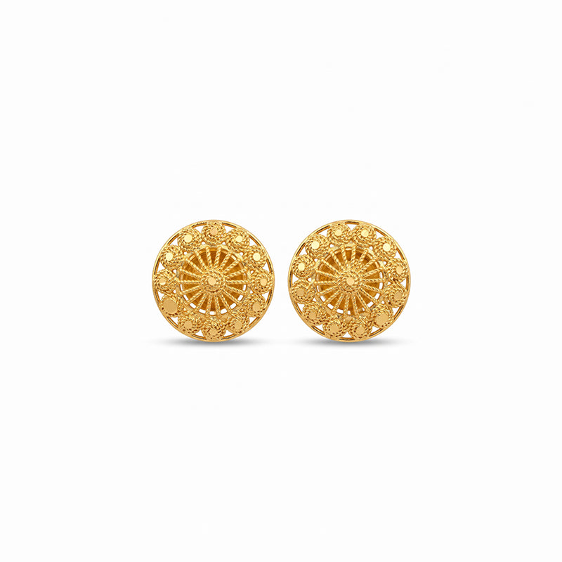 Intricate Filigree Design Gold Plated Stud Earrings - 5192