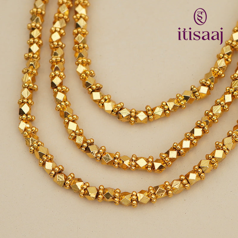 Traditional Maharashtrian Kolhapuri Antique Finished Kanthi Mala III Line (Ashtapailu Mala)