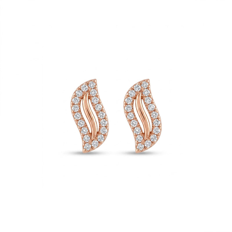 Rose Gold Sparkling American Diamond Earrings - 5245
