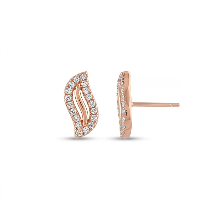 Rose Gold Sparkling American Diamond Earrings - 5245