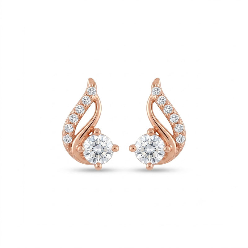 Rose Gold Sparkling American Diamond Earrings - 5261