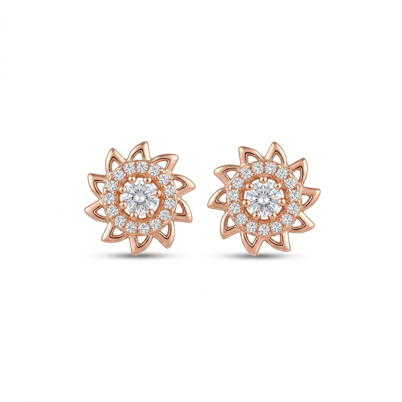 Rose Gold Sparkling American Diamond Earrings - 5319