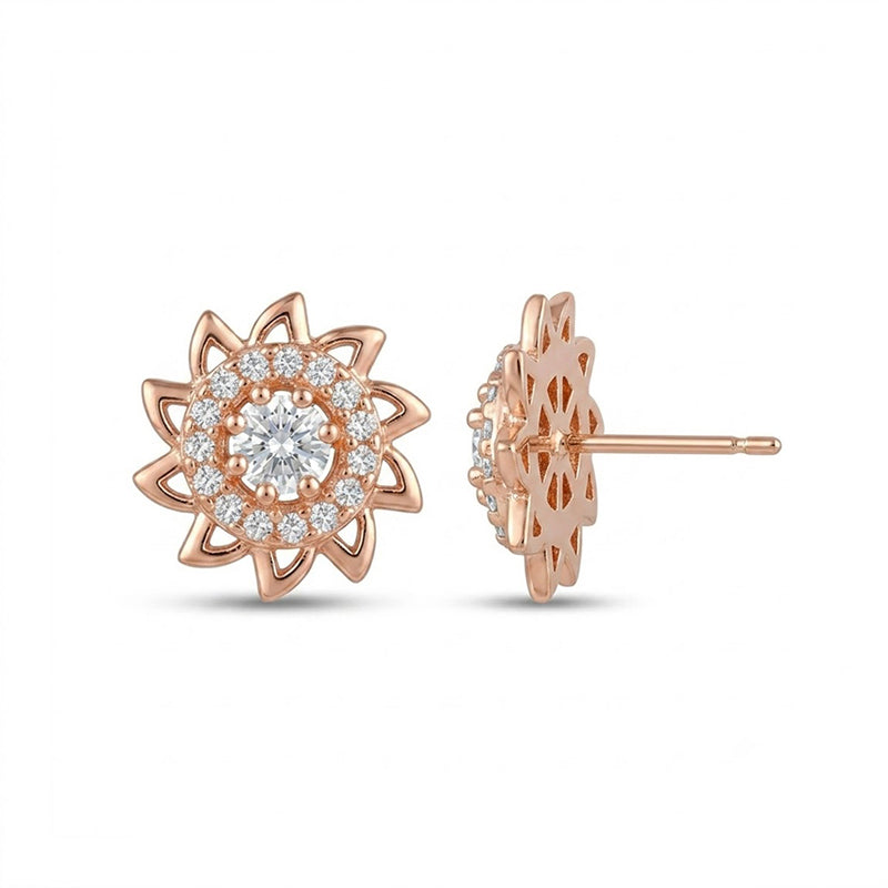 Rose Gold Sparkling American Diamond Earrings - 5319