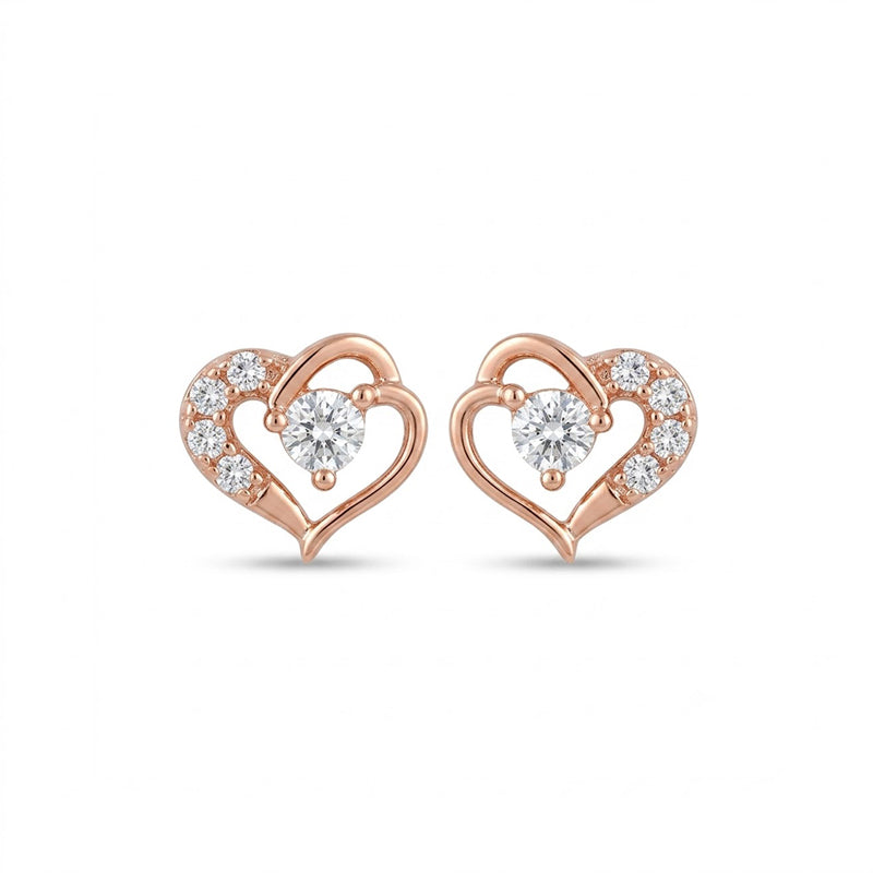Rose Gold Sparkling American Diamond Earrings - 5320