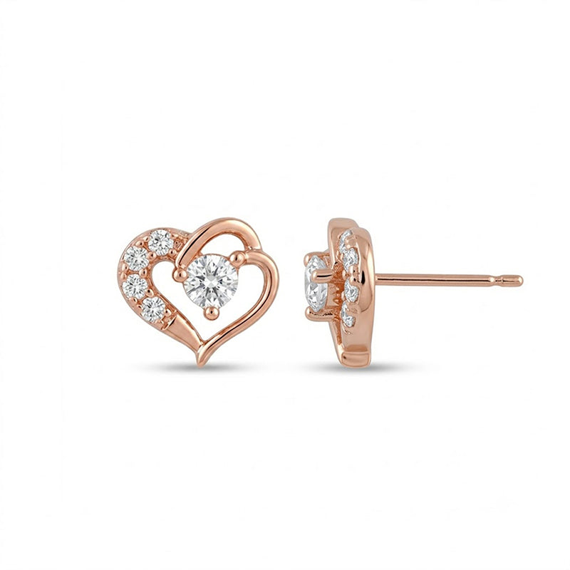 Rose Gold Sparkling American Diamond Earrings - 5320