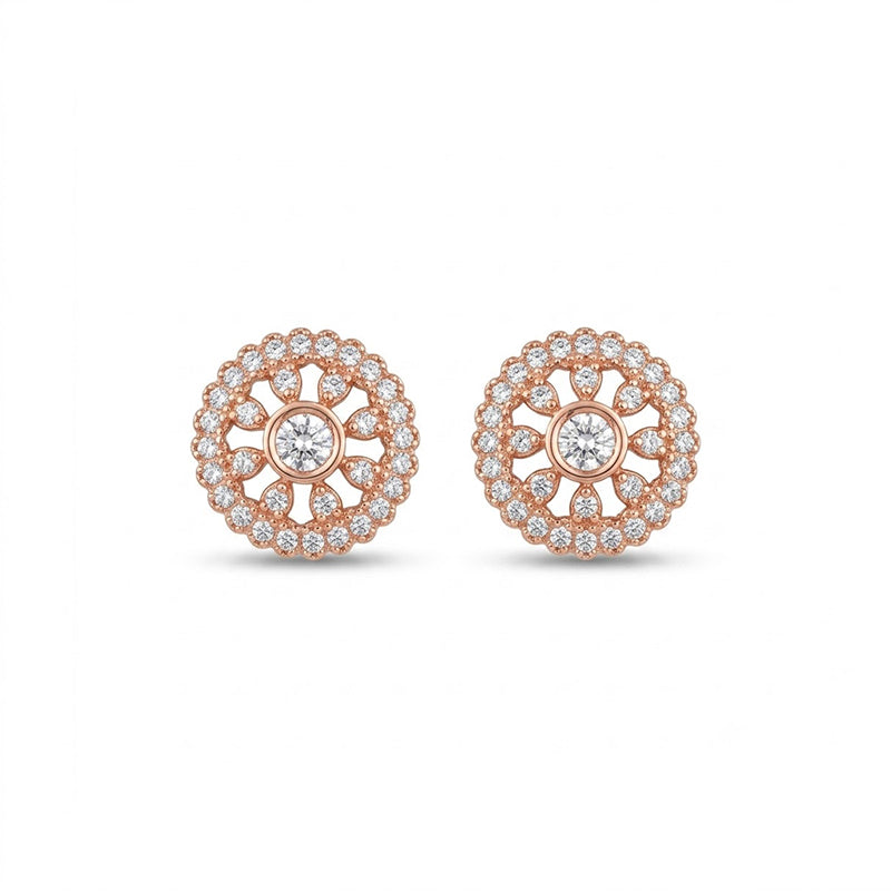 Rose Gold Sparkling American Diamond Earrings - 5328