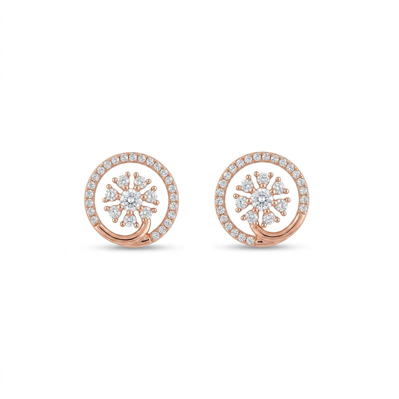 Rose Gold Sparkling American Diamond Earrings - 5329