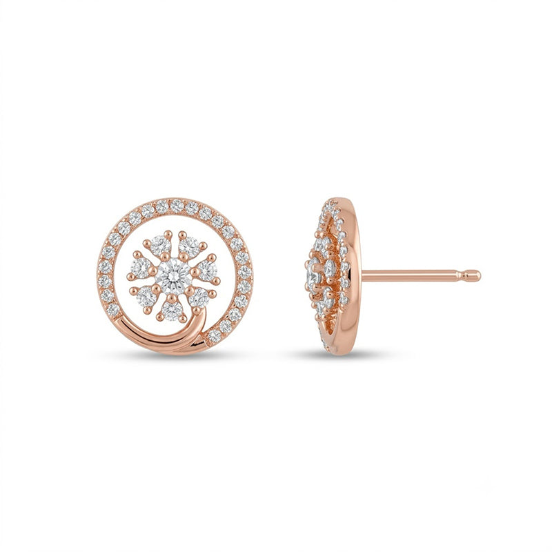Rose Gold Sparkling American Diamond Earrings - 5329