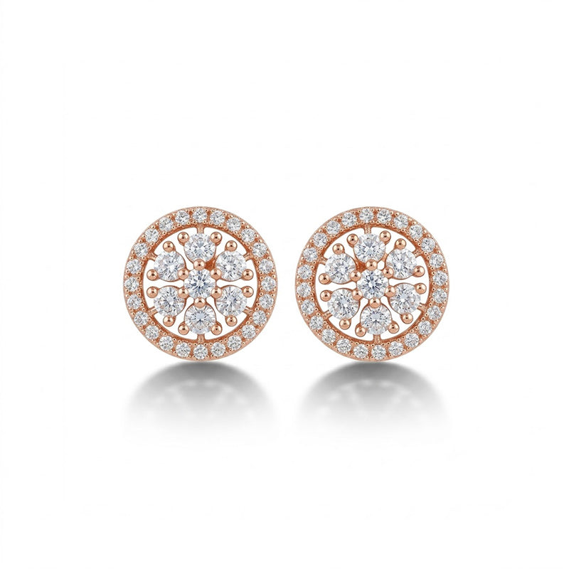 Rose Gold Sparkling American Diamond Earrings - 5331