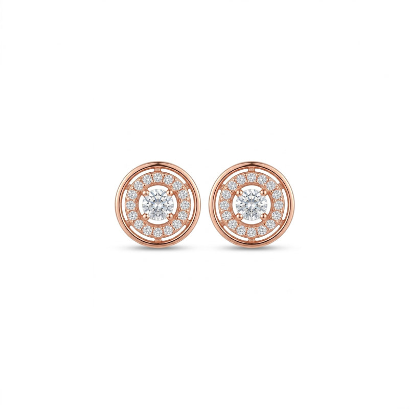Rose Gold Sparkling American Diamond Earrings - 5356