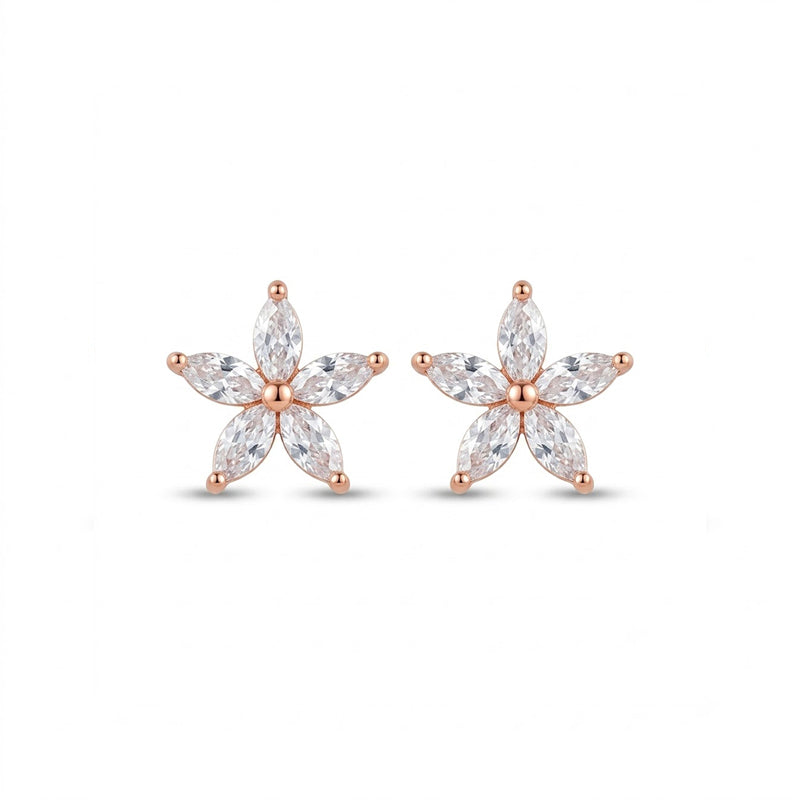 Rose Gold Sparkling American Diamond Earrings - 5359