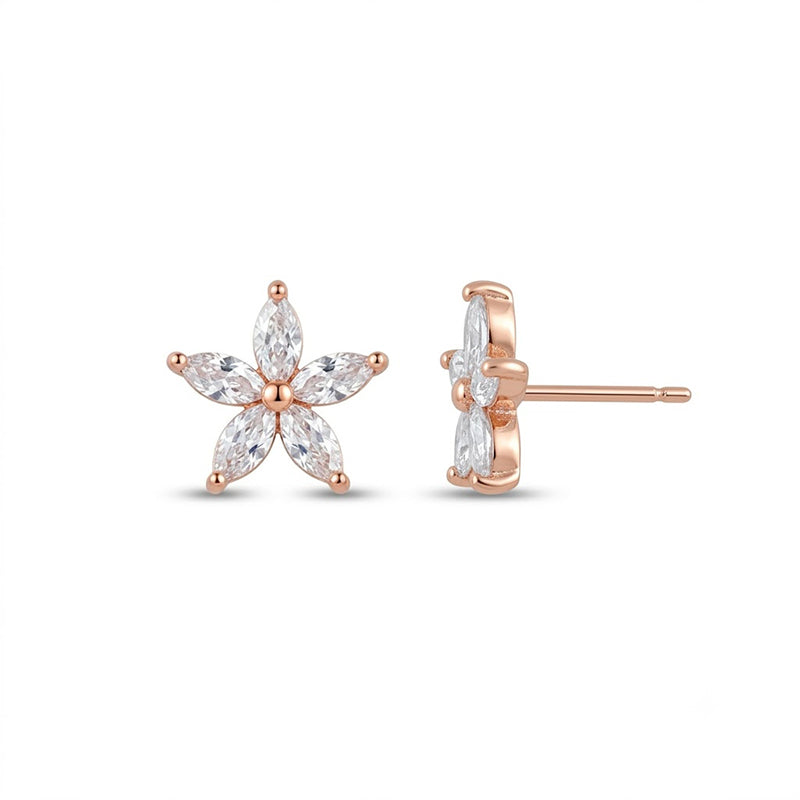 Rose Gold Sparkling American Diamond Earrings - 5359