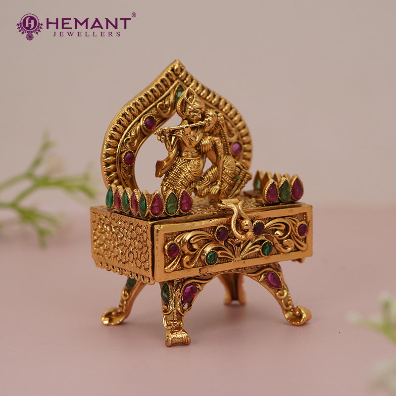 Antique Finish Decorative Kumkum / Sindoor Box - 5360