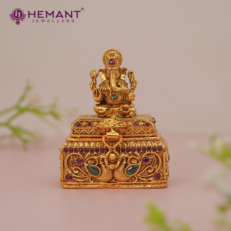 Antique Finish Decorative Kumkum / Sindoor Box - 5361