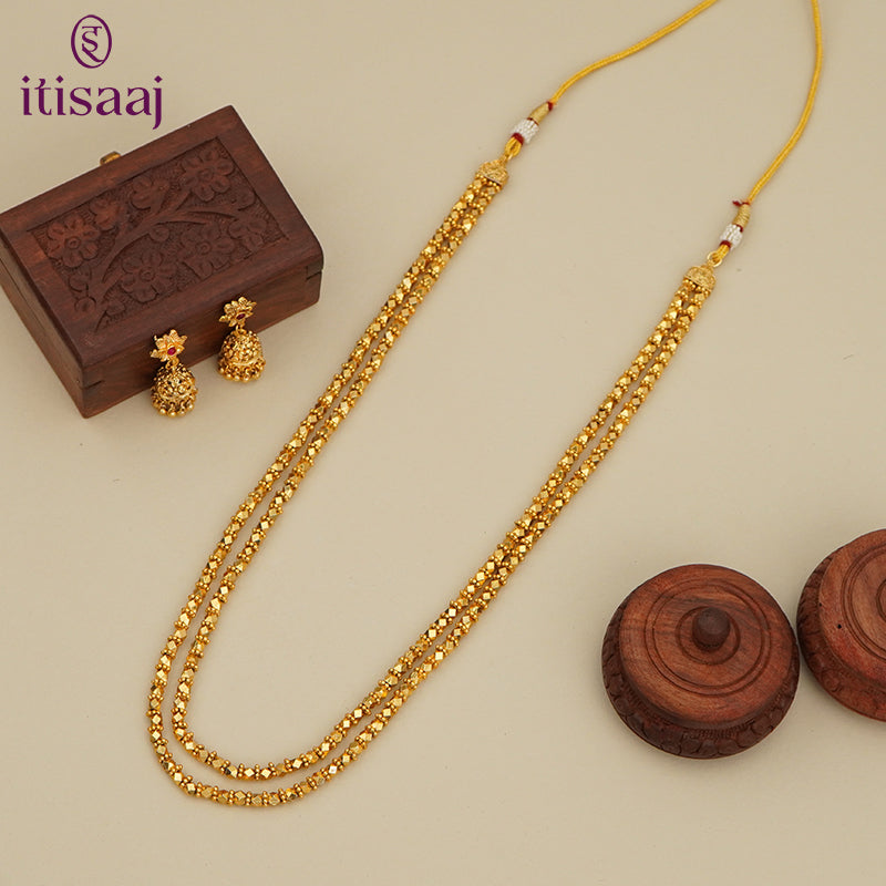 Traditional Maharashtrian Kolhapuri Antique Finished Kanthi Mala II Line (Ashtapailu Mala)