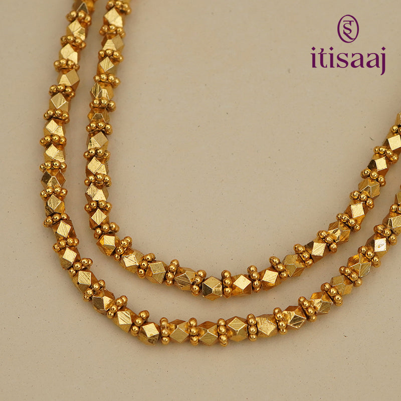 Traditional Maharashtrian Kolhapuri Antique Finished Kanthi Mala II Line (Ashtapailu Mala)