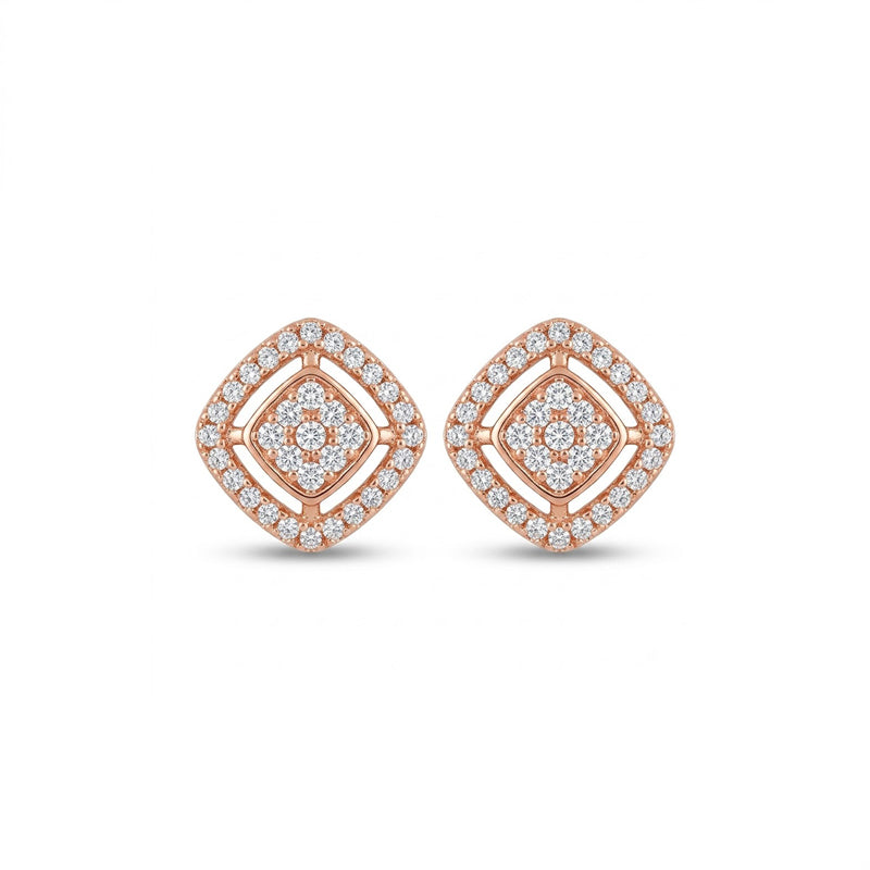 Rose Gold Sparkling American Diamond Earrings - 5371