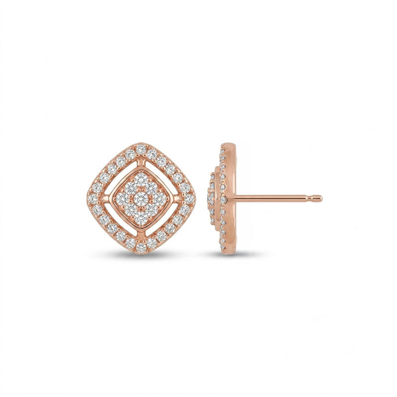 Rose Gold Sparkling American Diamond Earrings - 5371