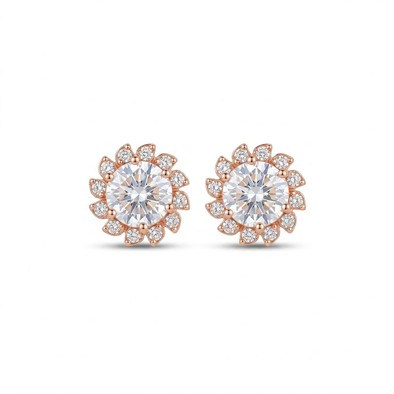 Rose Gold Sparkling American Diamond Earrings - 5385
