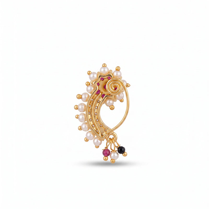 Traditional Micro Gold Plated Maharashtrian Nath Pressing - 5391