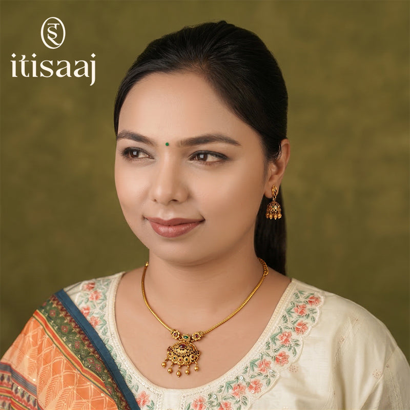 Antique Necklace Set with Earrings - 5409