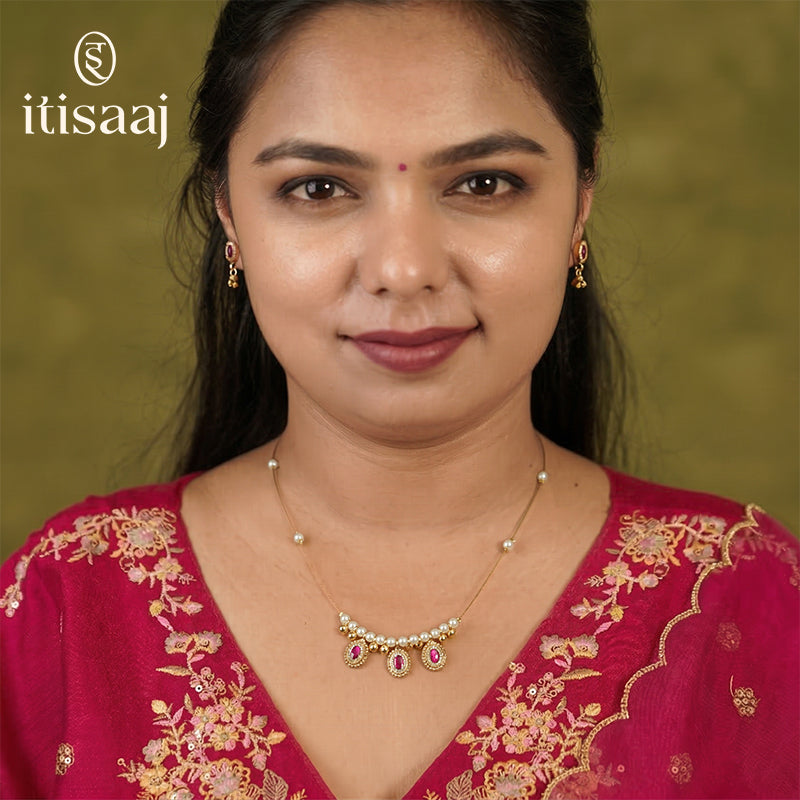 Trending Invisible Necklace with teardrop-shaped pendant - 5406-11
