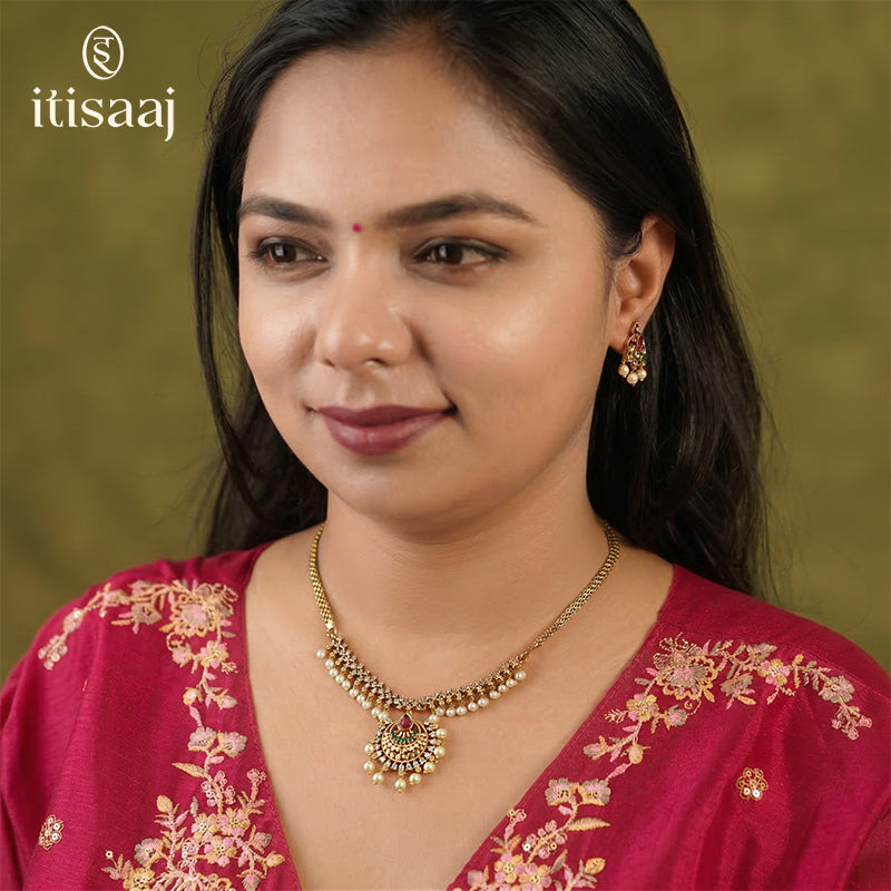 Antique Necklace Set with Earrings - 5418