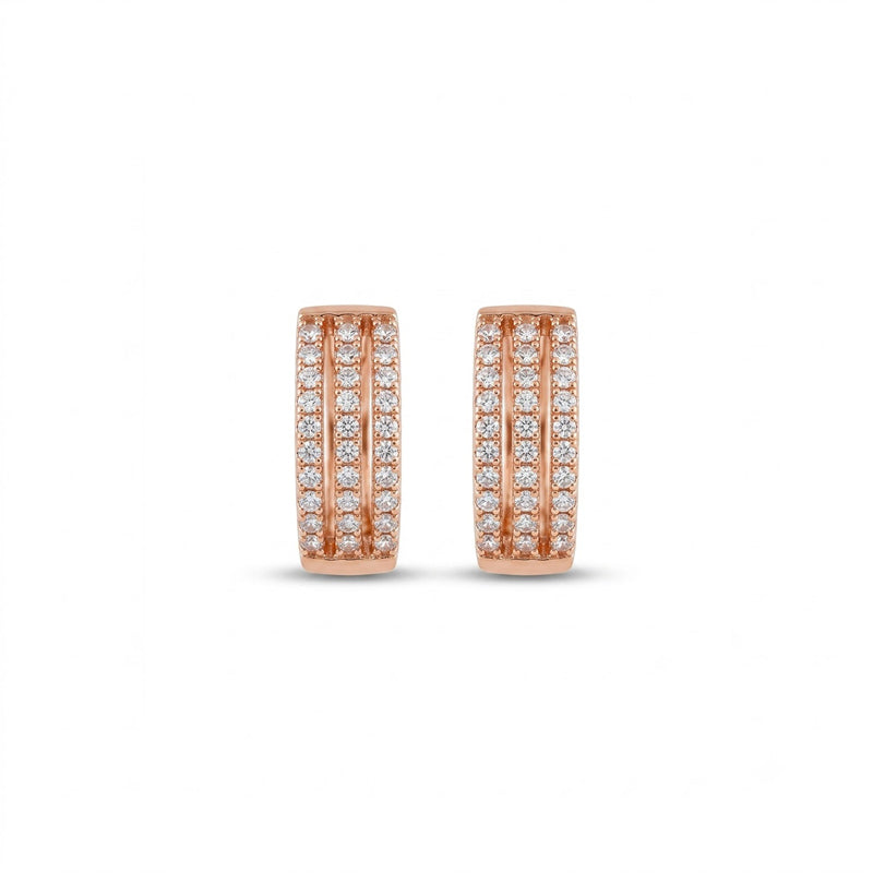 Rose Gold Sparkling American Diamond Earrings - 5441