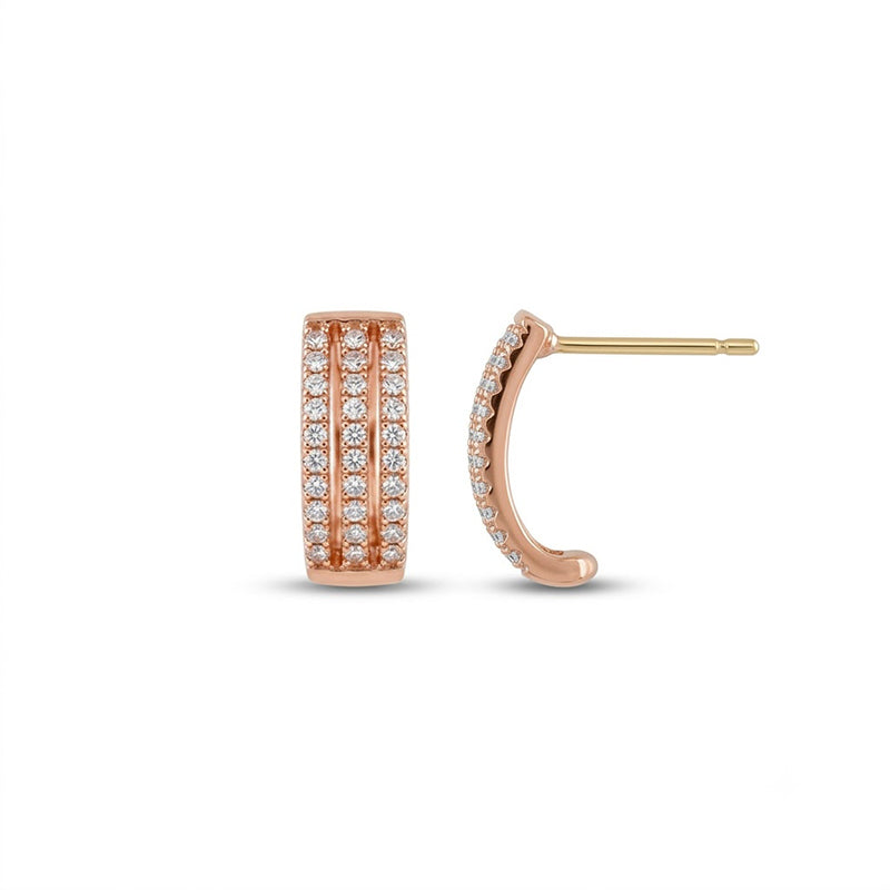 Rose Gold Sparkling American Diamond Earrings - 5441