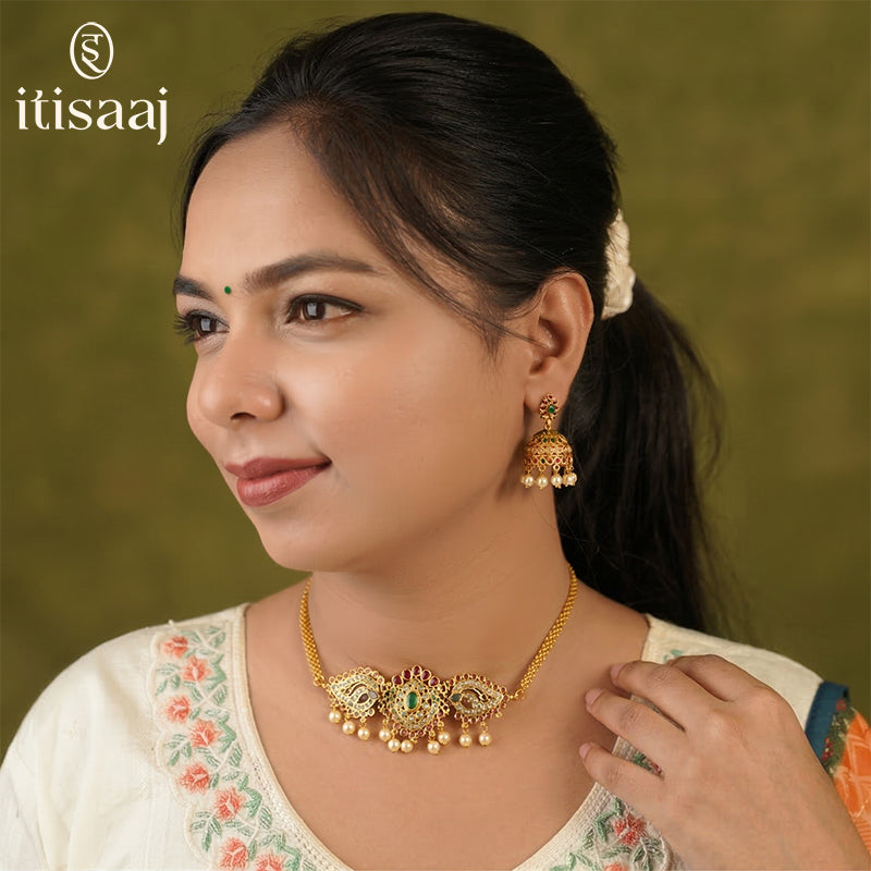 Antique Necklace Set with Earrings - 5452