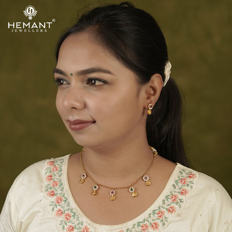 Antique Necklace Set with Earrings - 5453-54