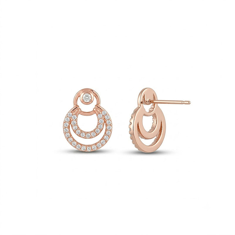 Rose Gold Sparkling American Diamond Earrings - 5510