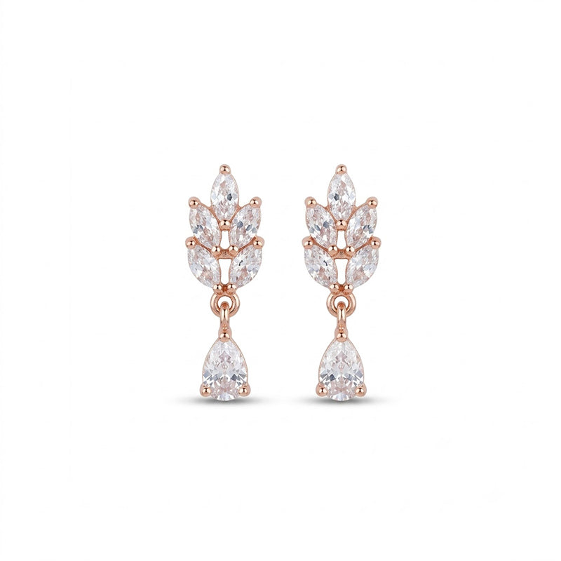 Rose Gold Sparkling American Diamond Earrings - 5511