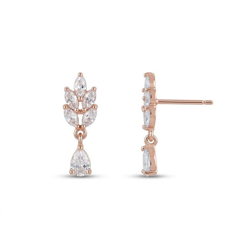 Rose Gold Sparkling American Diamond Earrings - 5511