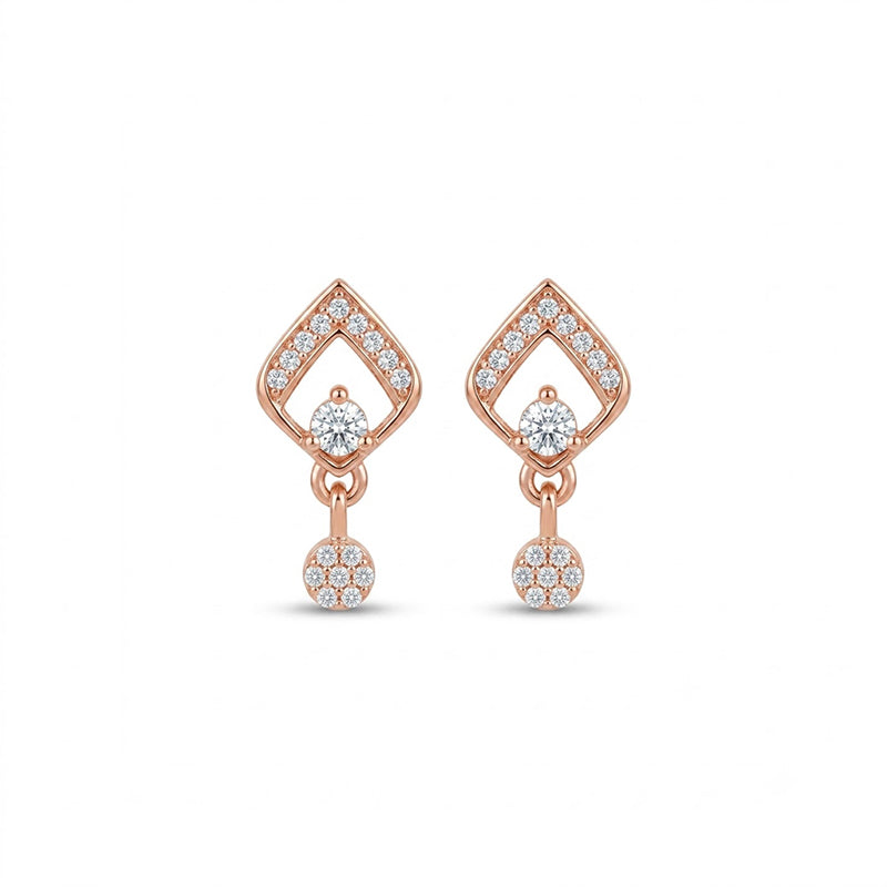 Rose Gold Sparkling American Diamond Earrings - 5513