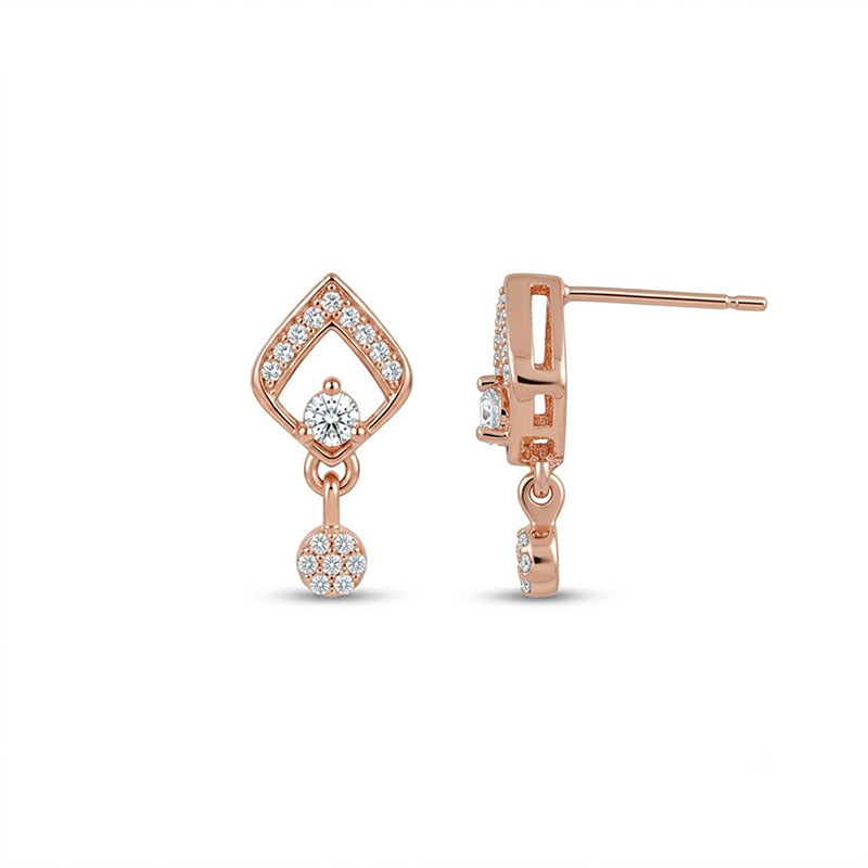 Rose Gold Sparkling American Diamond Earrings - 5513