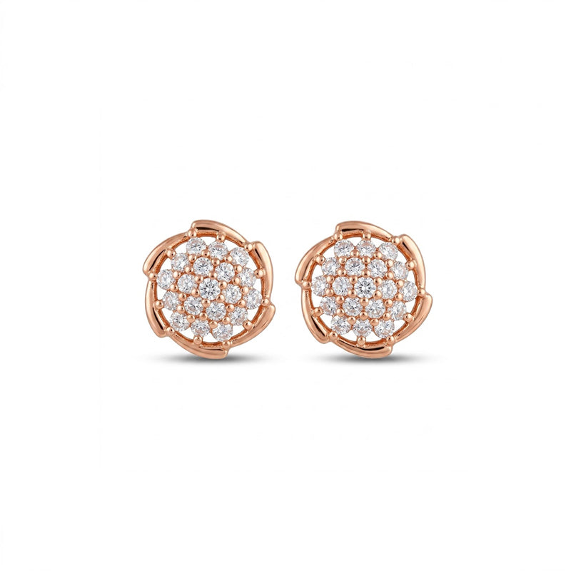 Rose Gold Sparkling American Diamond Earrings - 5516