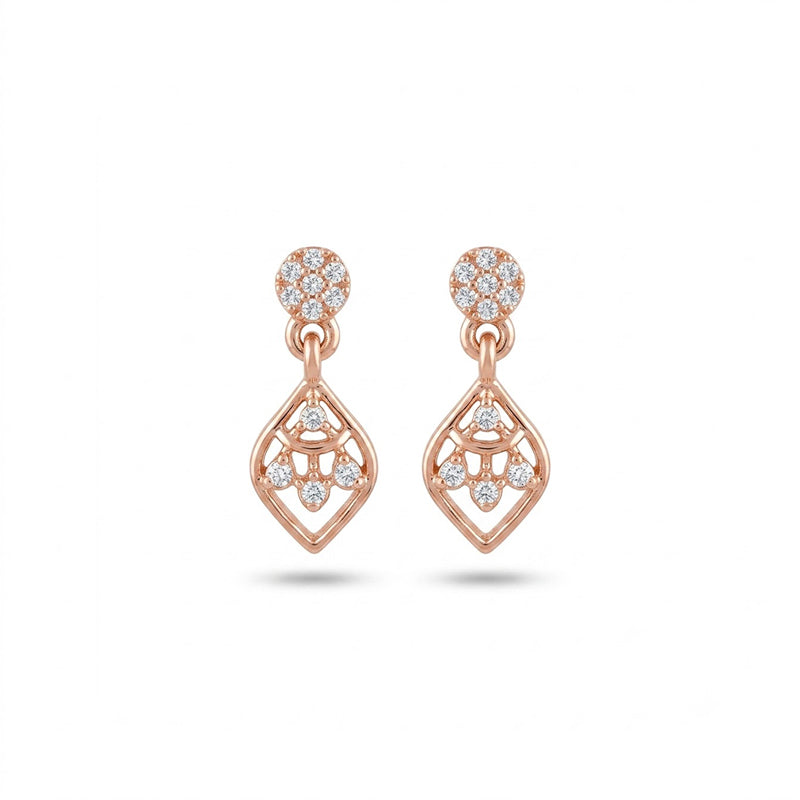 Rose Gold Sparkling American Diamond Earrings - 5517