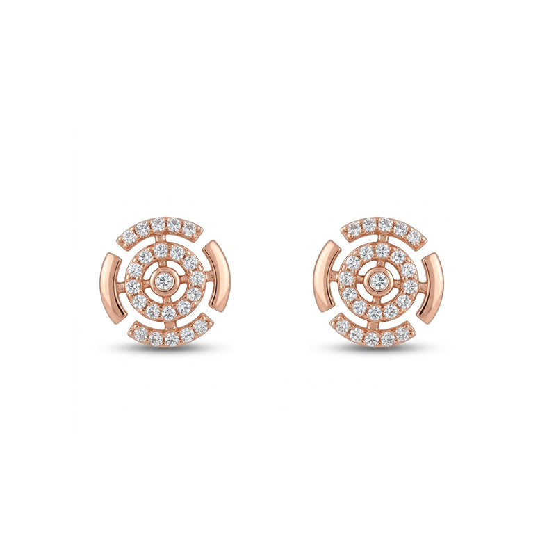 Rose Gold Sparkling American Diamond Earrings - 5518