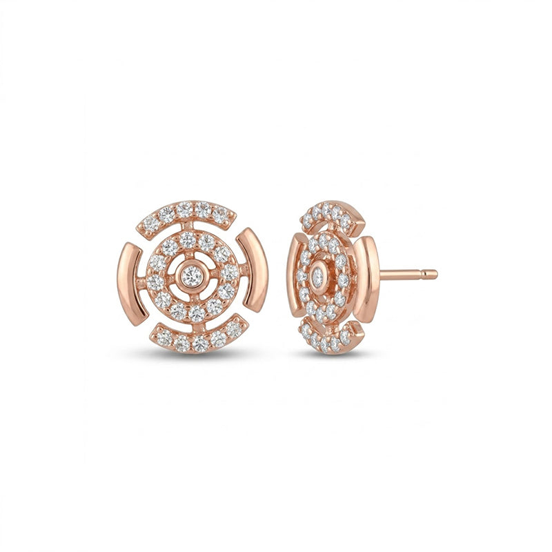 Rose Gold Sparkling American Diamond Earrings - 5518